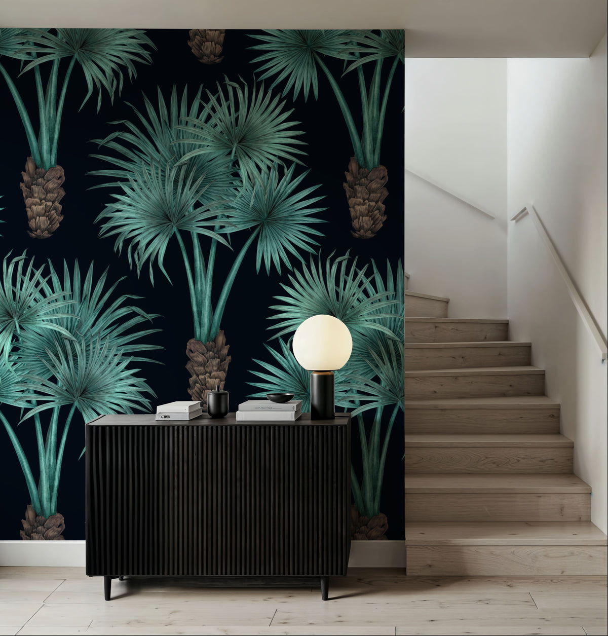 Elephant Ear Tree, Turqouise Mural Wallpaper - room preview 02