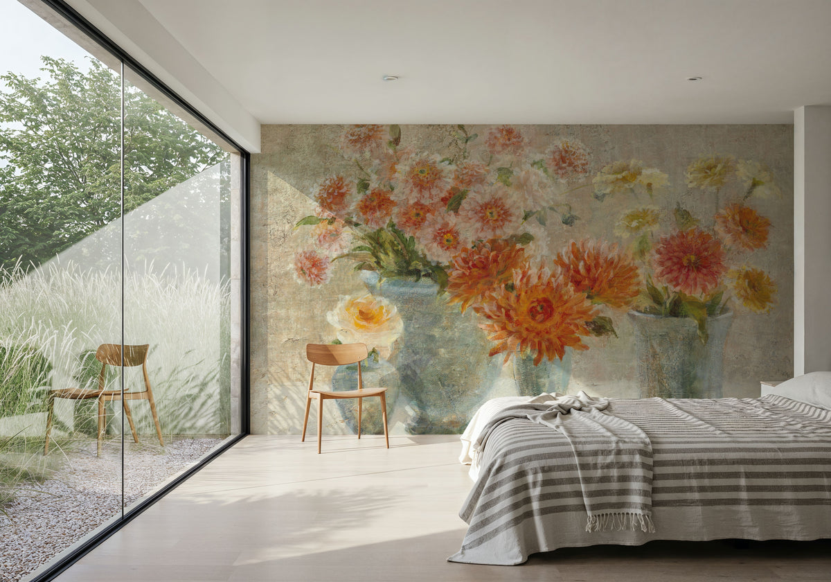 Dahlias in Vases Mural Wallpaper - room preview 02