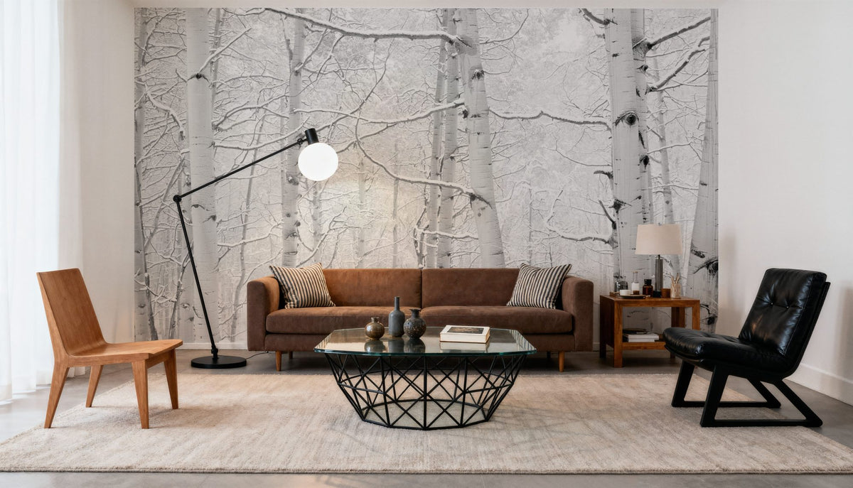 Frost-Kissed Birches Mural Wallpaper - room preview 02