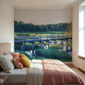 Woodland Bridge Reflection Mural Wallpaper - room preview 02