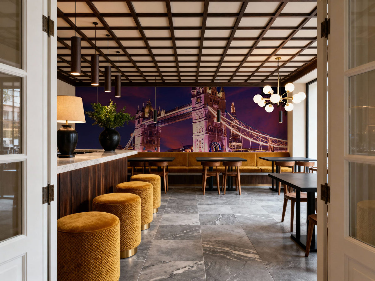 Purple Twilight Bridge Mural Wallpaper - room preview 02