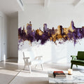 Madison Wisconsin Skyline Purple & Gold Mural Wallpaper - room preview 02