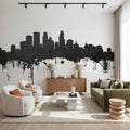 Minneapolis Minnesota Skyline Black & White Mural Wallpaper - room preview 02