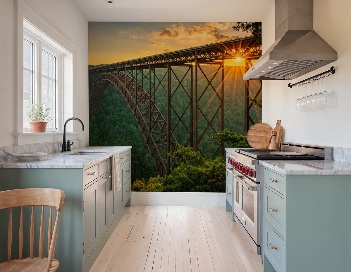 New River Gorge Bridge Mural Wallpaper - room preview 02