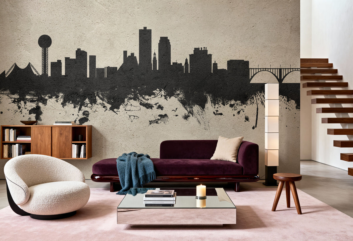 Knoxville Tennessee Skyline Concrete Mural Wallpaper - room preview 02
