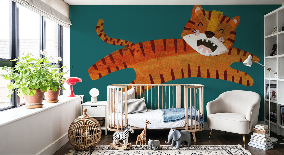 Get Em Tiger Mural Wallpaper - room preview 02
