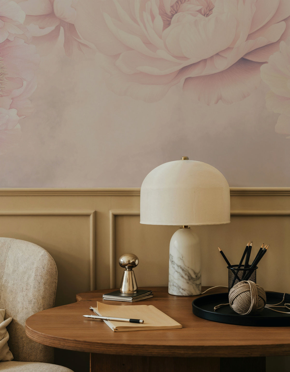 Transcendent Peony, Dusty Pink Mural Wallpaper - room preview 02