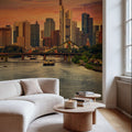 Frankfurt Skyline At Sunset Mural Wallpaper - room preview 02