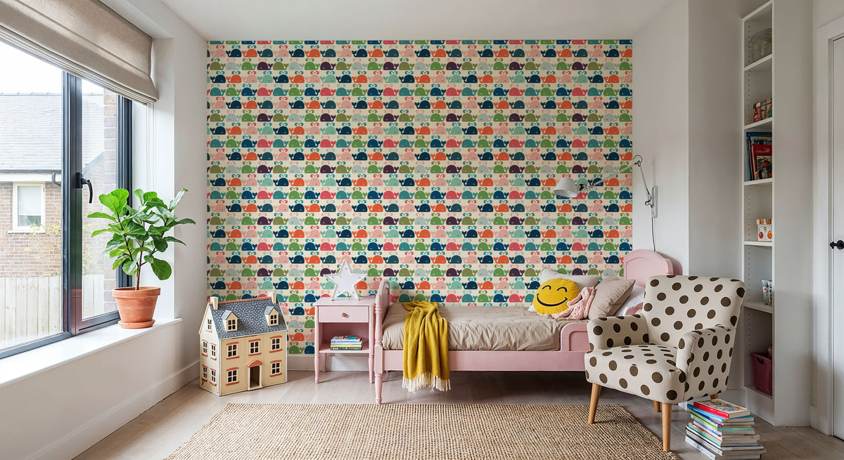 Wandering Whales, Multi Mural Wallpaper - room preview 02