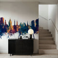 Riga Latvia Skyline Blue & Bronze Mural Wallpaper - room preview 02
