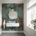 Floral Gaze, Turquoise Mural Wallpaper - room preview 02