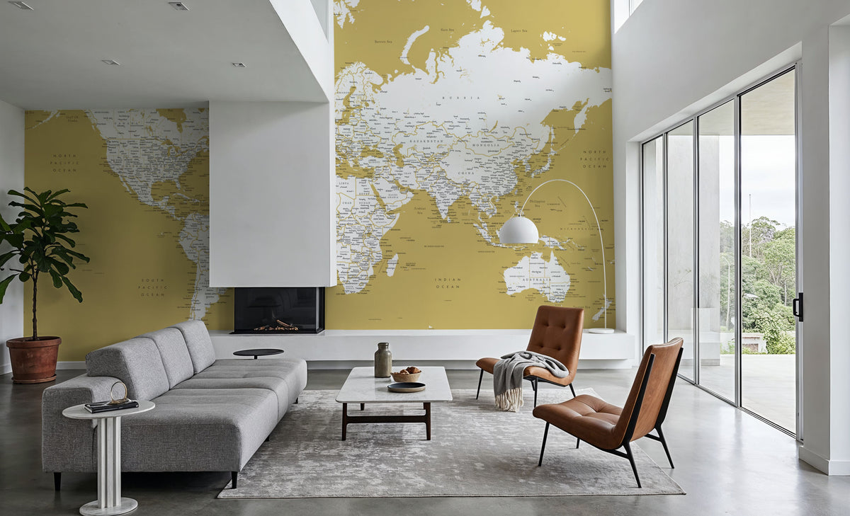 World Map Cities - Andrew Mural Wallpaper - room preview 02