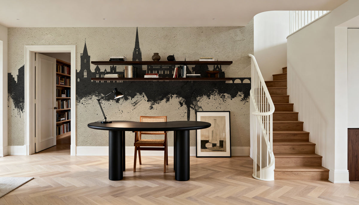Perth Scotland Skyline Concrete Mural Wallpaper - room preview 02