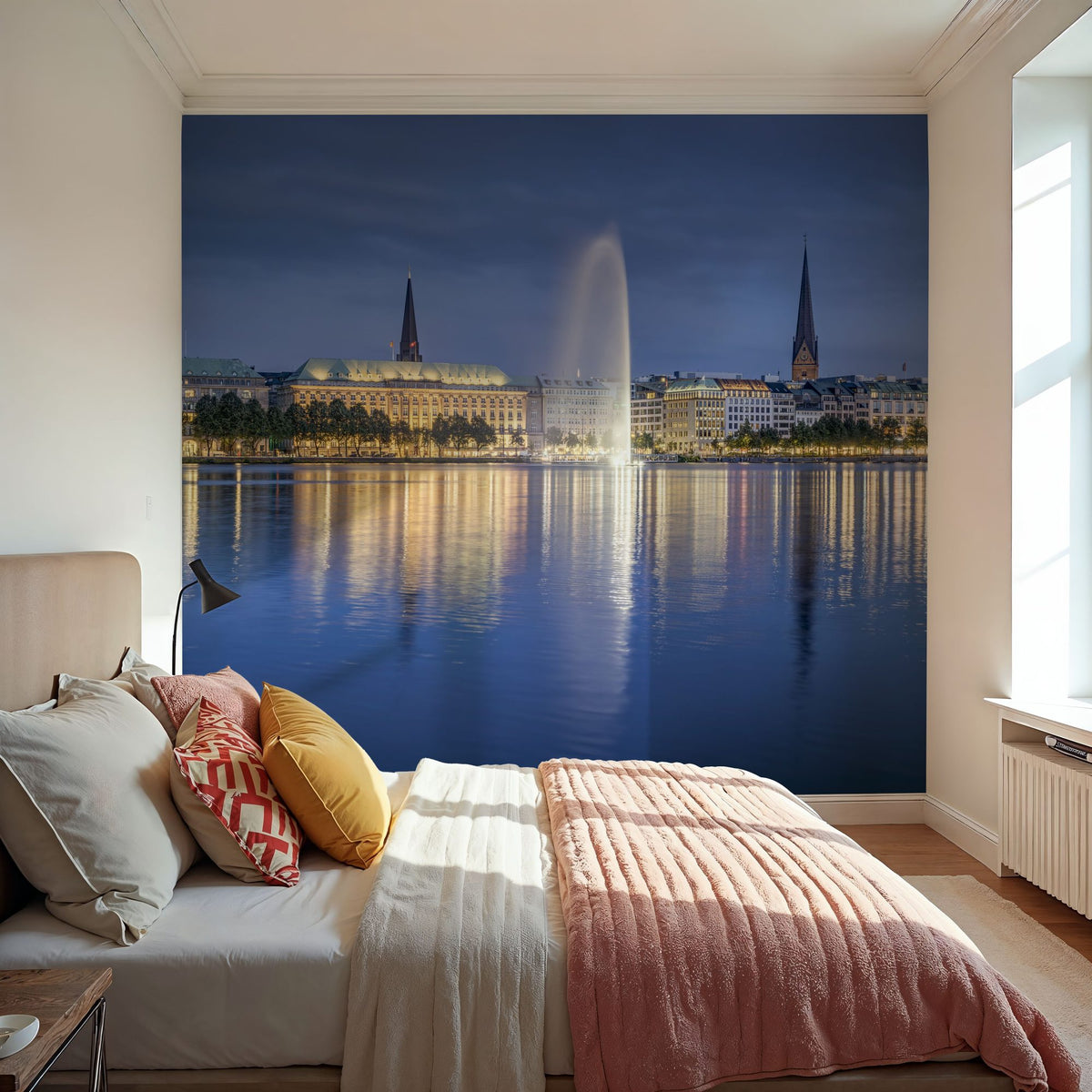 Twilight Fountain Mural Wallpaper - room preview 02