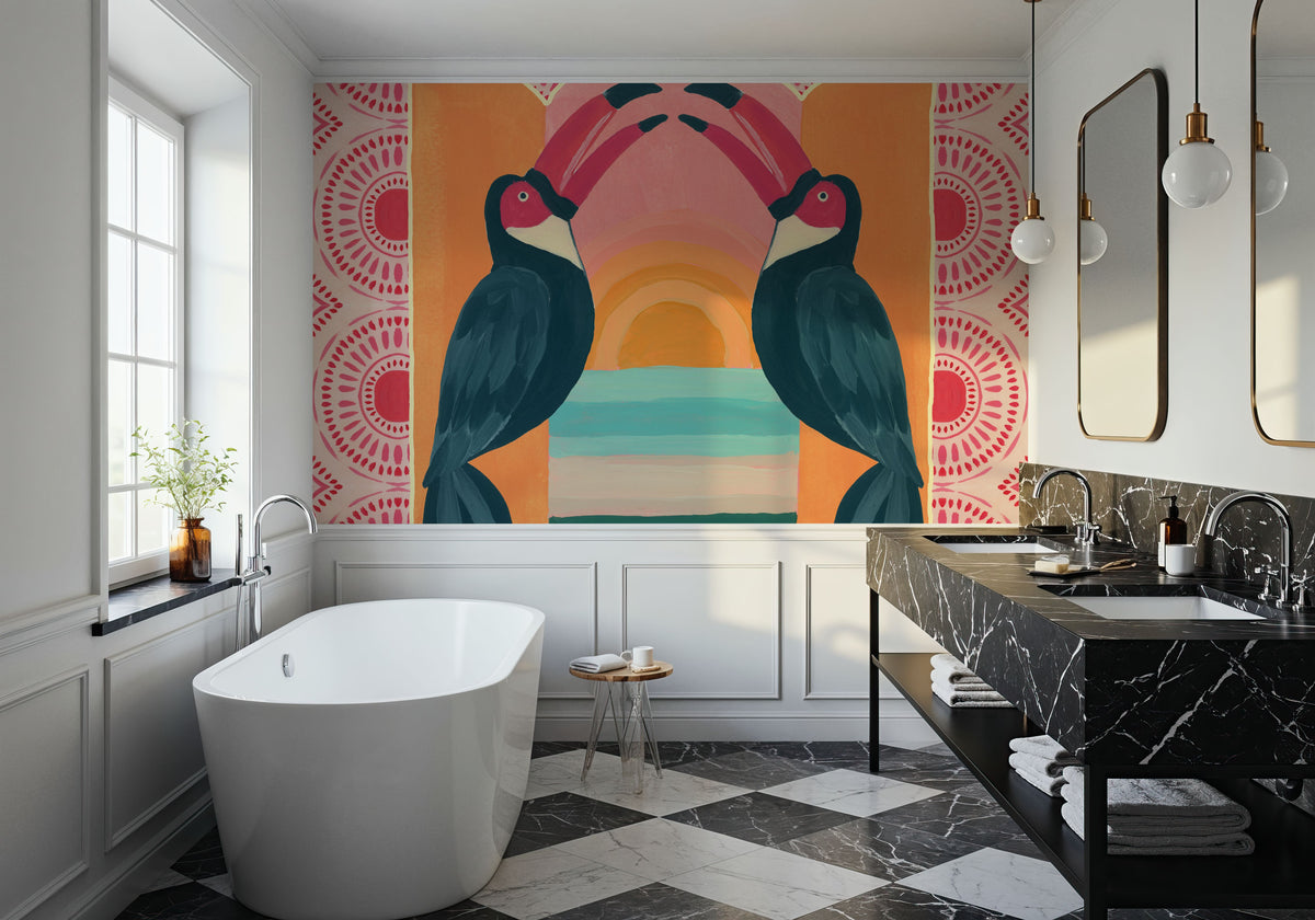 Tropical Birds IV Mural Wallpaper - room preview 02