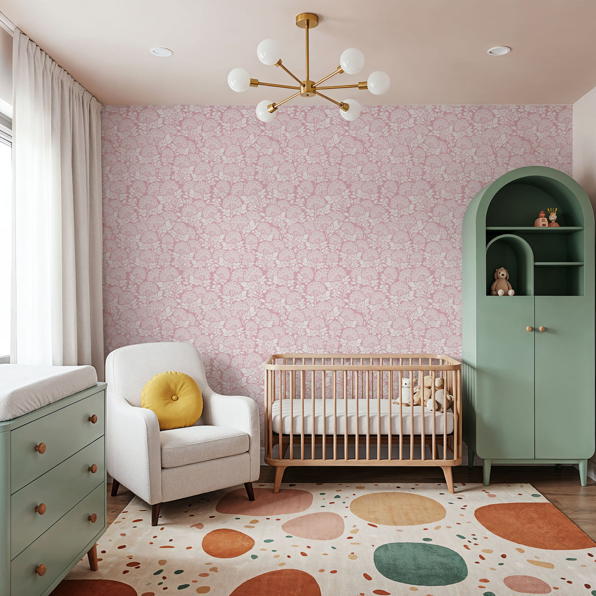 Hydrangea, Blush Pink Mural Wallpaper - room preview 02