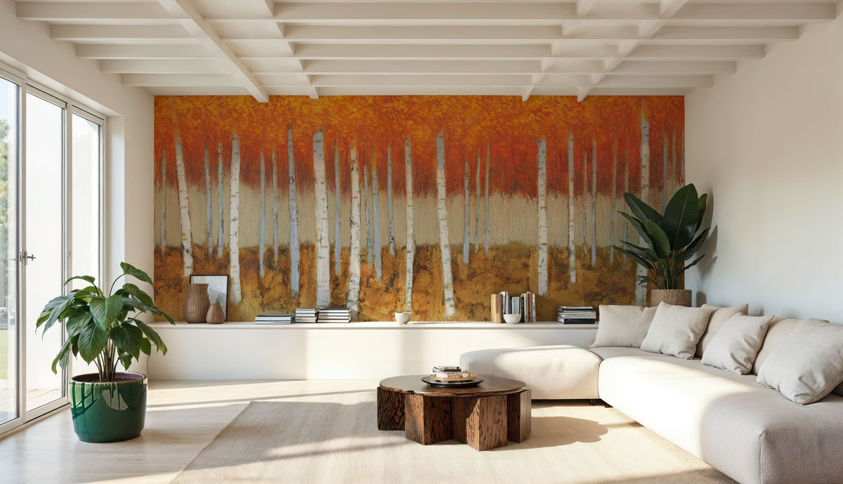 Autumn Birches Mural Wallpaper - room preview 02