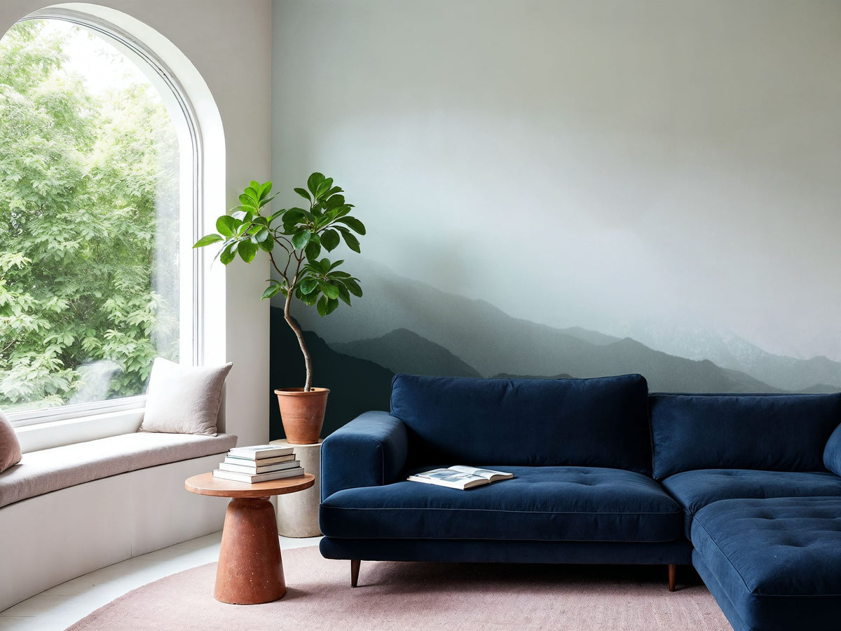 Virgin Mountains Blue Mural Wallpaper - room preview 02