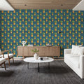 Pineapple Paradise Blue Mural Wallpaper - room preview 02