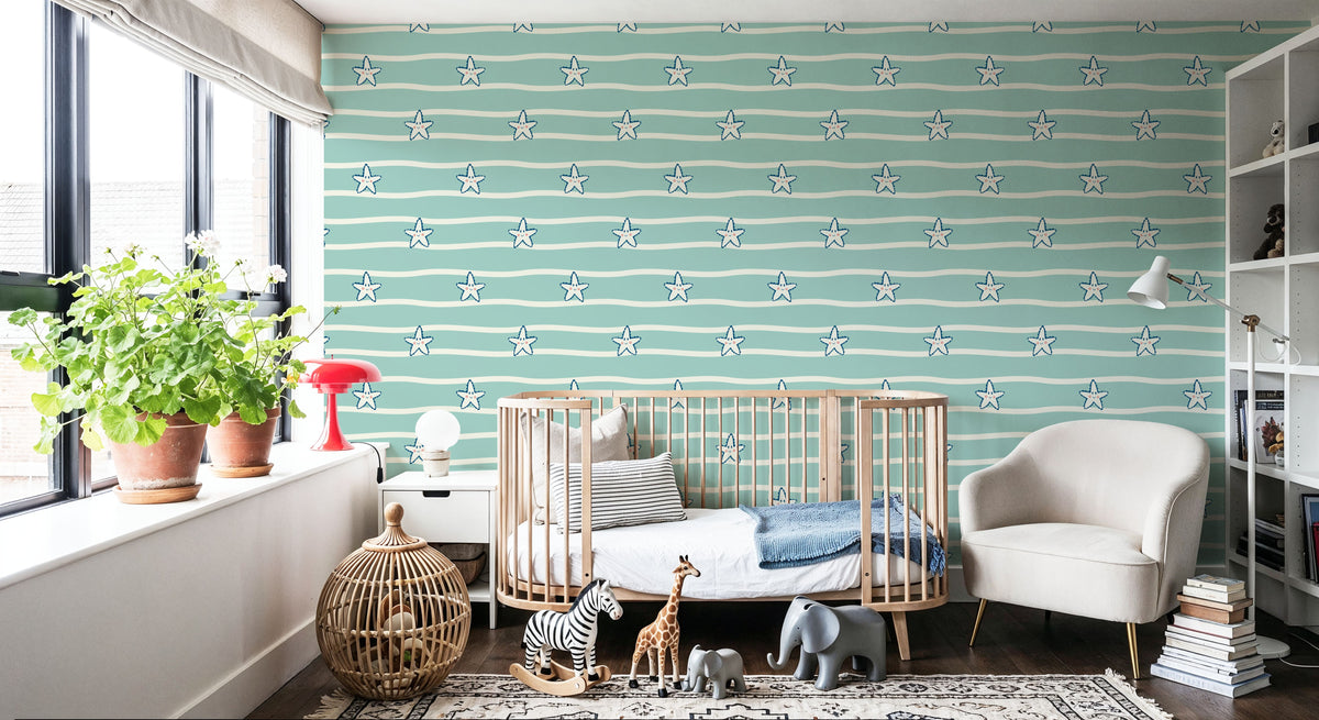 Starfish on the Line Mural Wallpaper - room preview 02