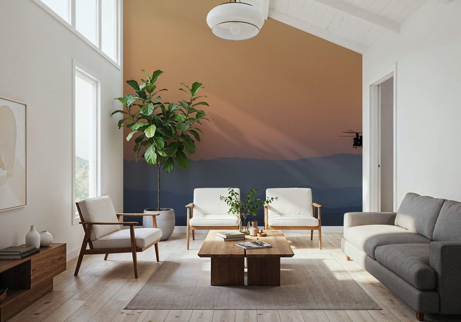 Sunset Wallpaper Mural – Golden Hour Wall Mural – Helicopter Horizon