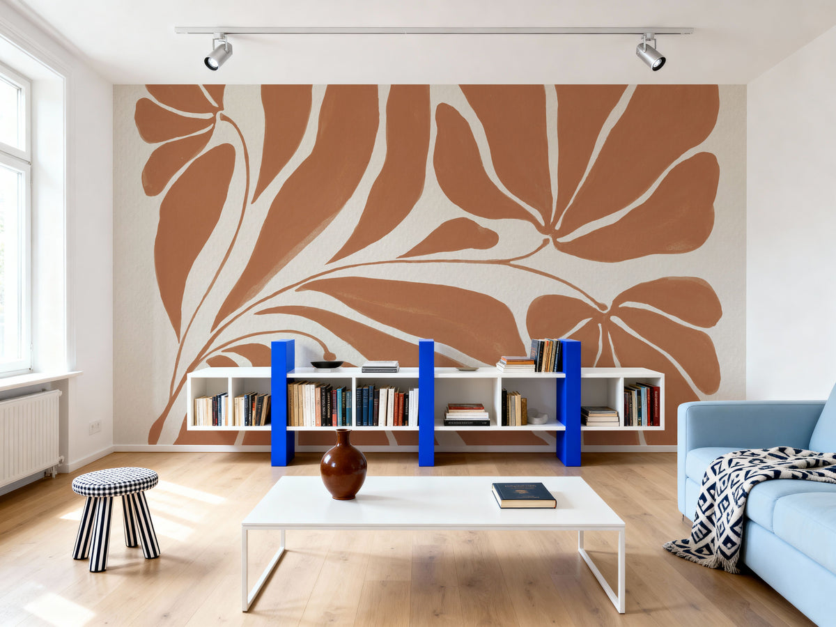 Blooming Joy II Terracotta Mural Wallpaper - room preview 02