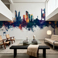 Manama Skyline Blue & Bronze Mural Wallpaper - room preview 02