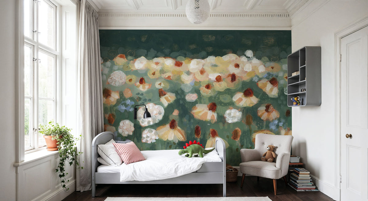 Wildflowers I Mural Wallpaper - Neutral Tone - room preview 02
