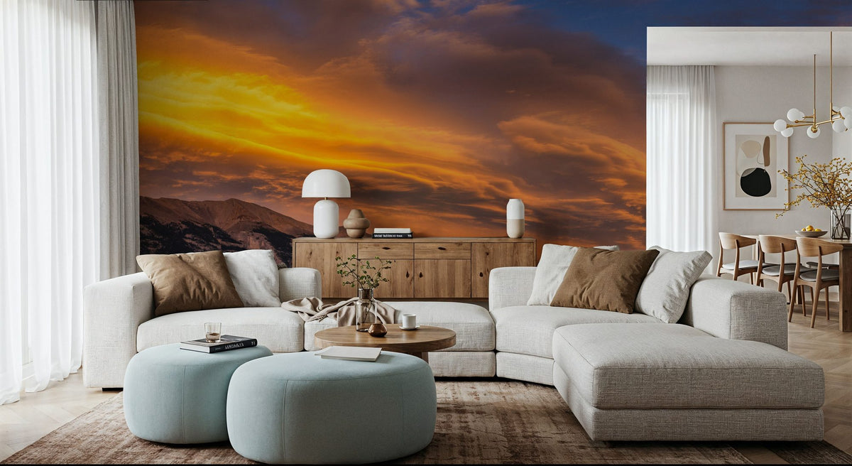 Chinook Clouds Over Grotto Mountain Mural Wallpaper - room preview 02