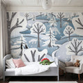 Frozen Forest, Ice Blue Mural Wallpaper - room preview 02