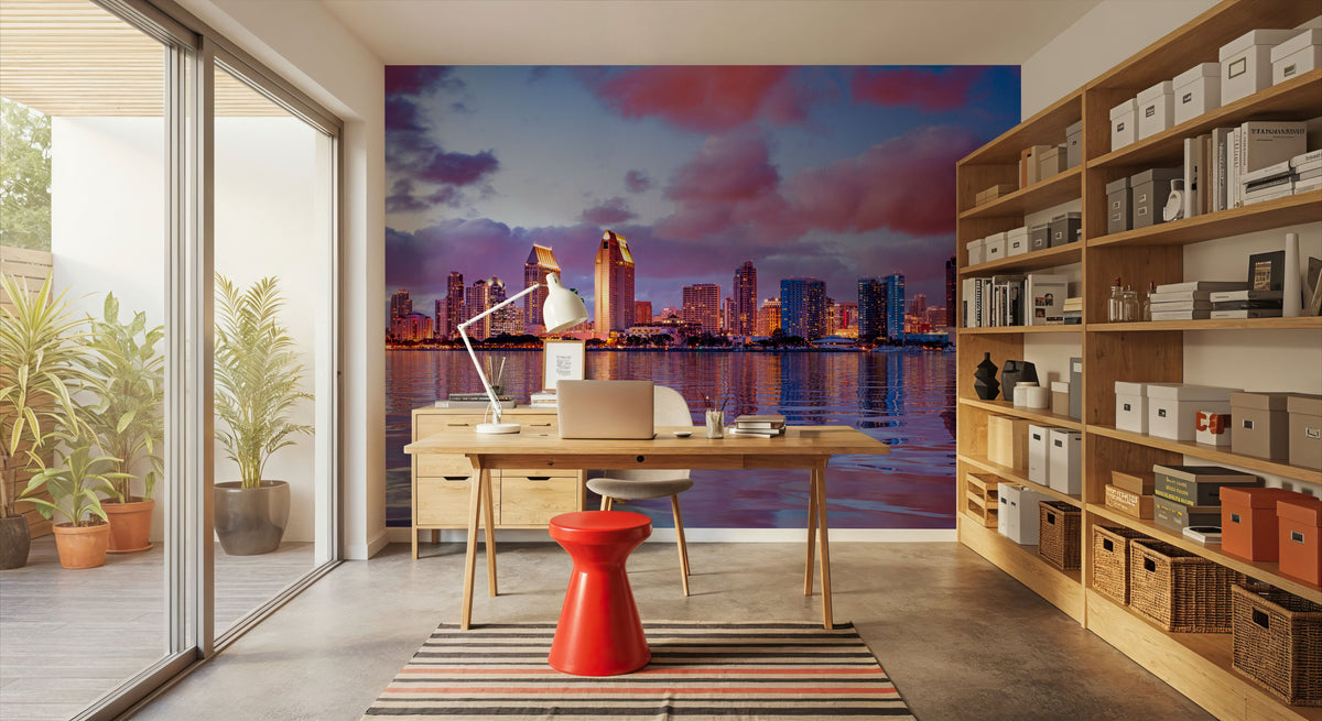 San Diego Skyline Mural Wallpaper - room preview 02