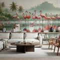 Morning Reflections of Flamingos Mural Wallpaper - room preview 02