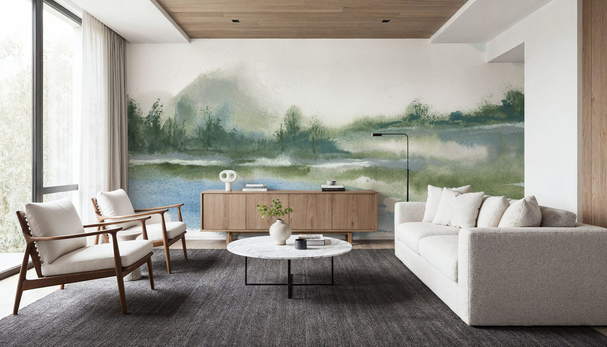 Lake Fog Mural Wallpaper - room preview 02