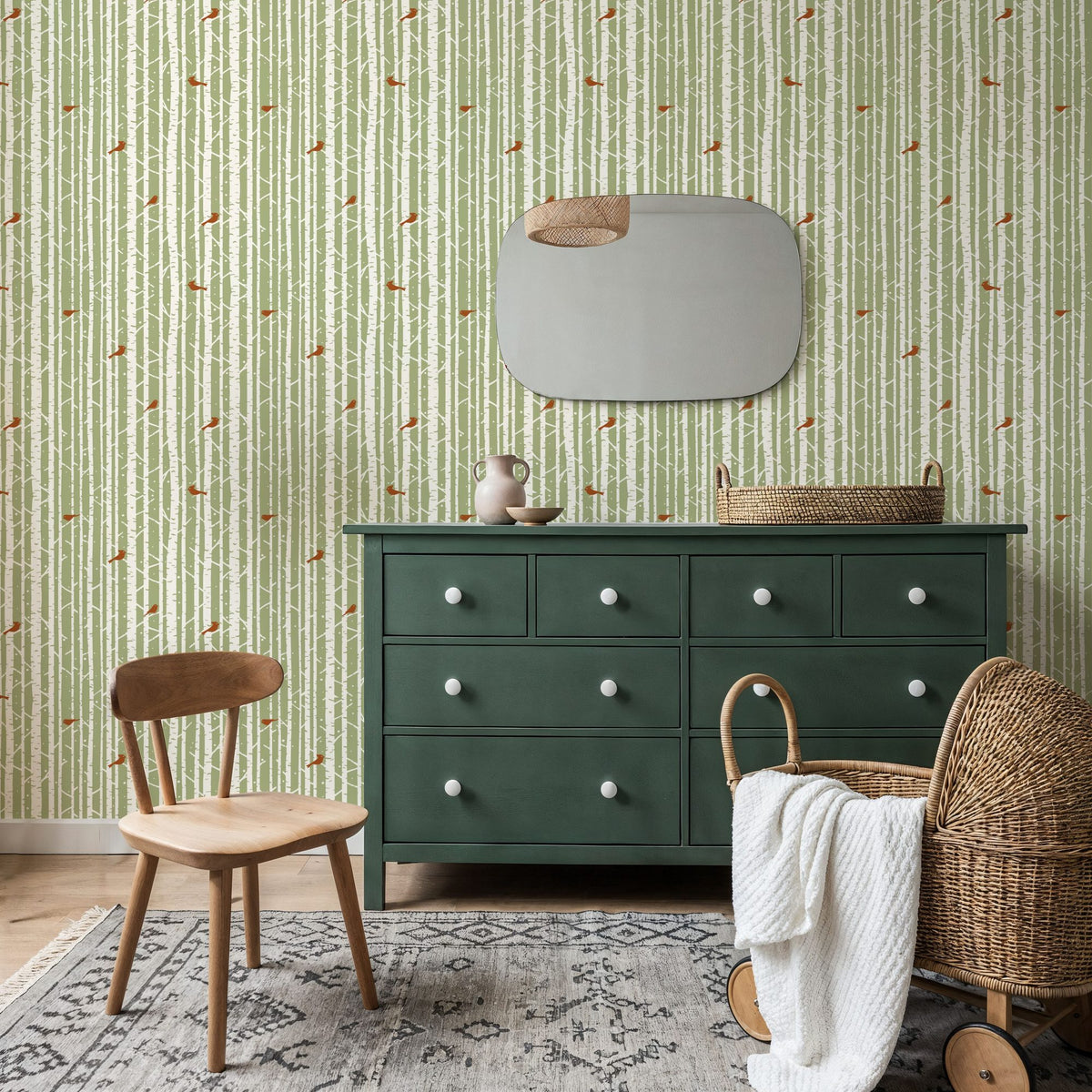 Forest View, Pistachio Mural Wallpaper - room preview 02