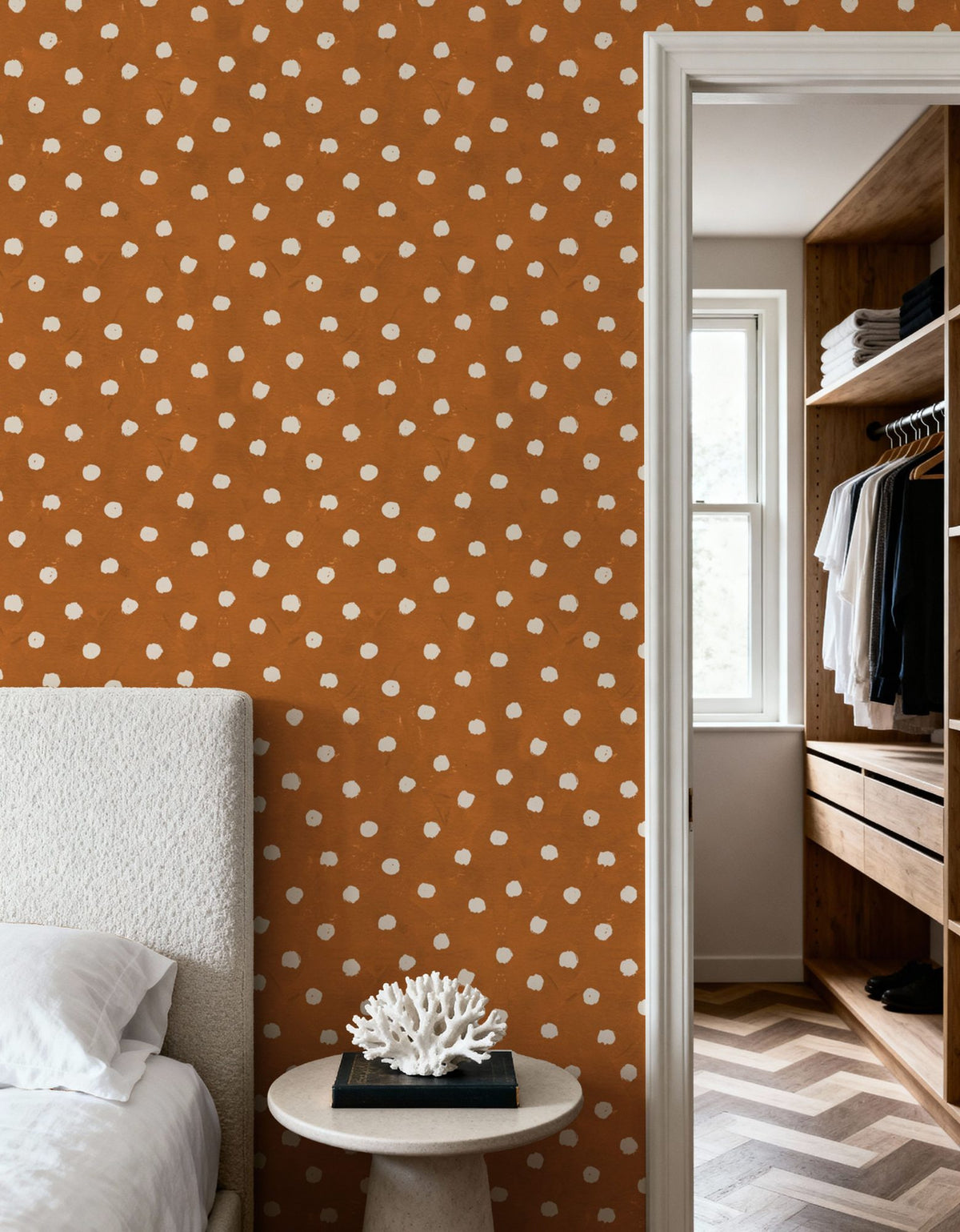 Autumn Dots Light Brown Mural Wallpaper - room preview 02