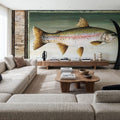 Rainbow Trout Birch Border Mural Wallpaper - room preview 02