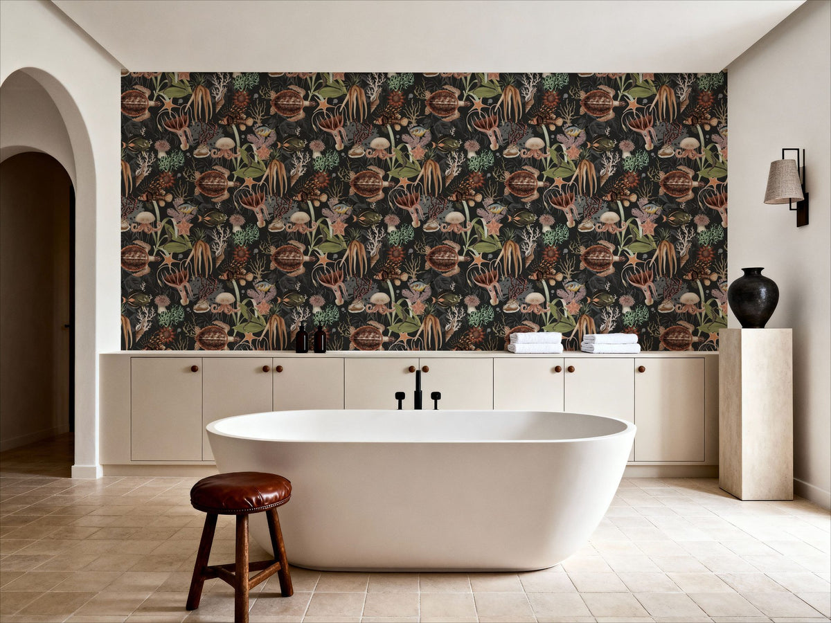 Deep Sea, Graphite Mural Wallpaper - room preview 02