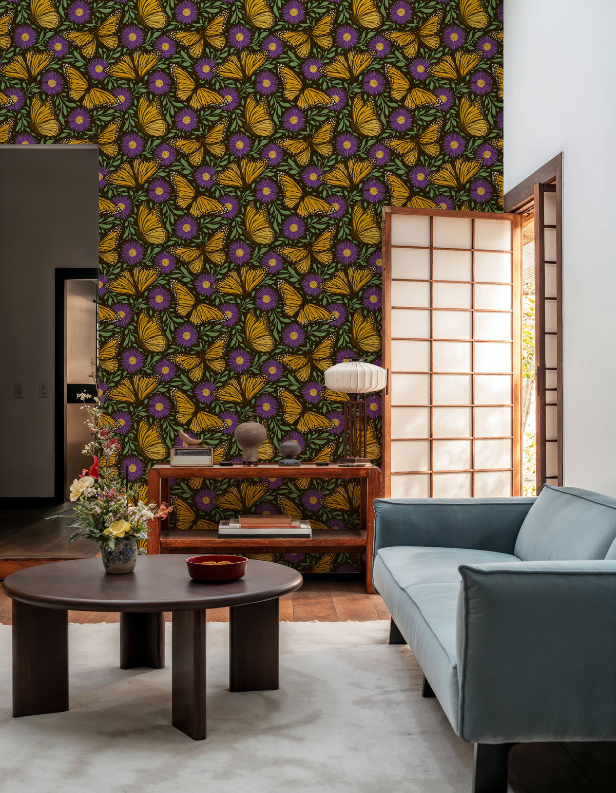 Papillion II, Purple Mural Wallpaper - room preview 02
