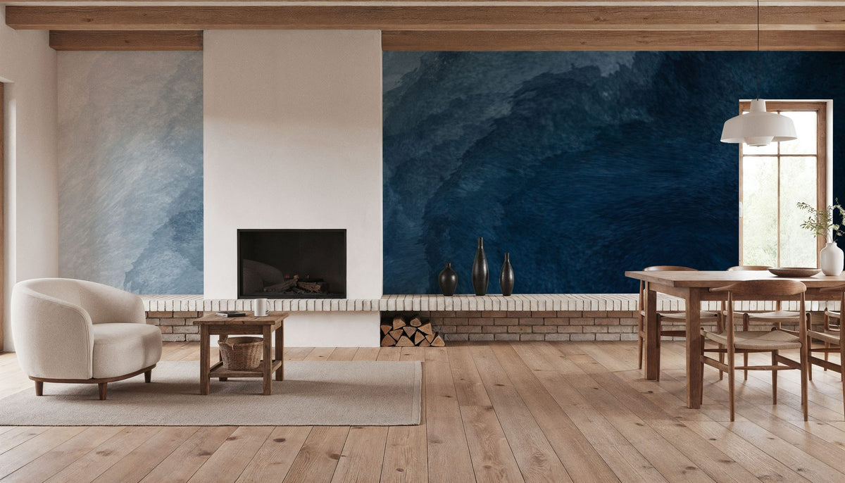 Indigo Ocean Mural Wallpaper - room preview 02