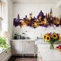 Oxford England Skyline Purple & Gold Mural Wallpaper - room preview 02