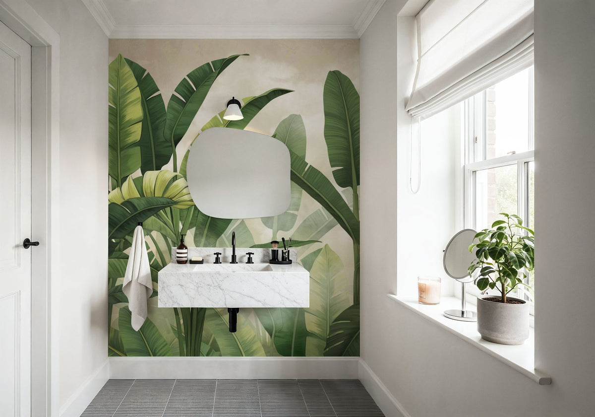 Banana Palms, Bright Green Mural Wallpaper - room preview 02