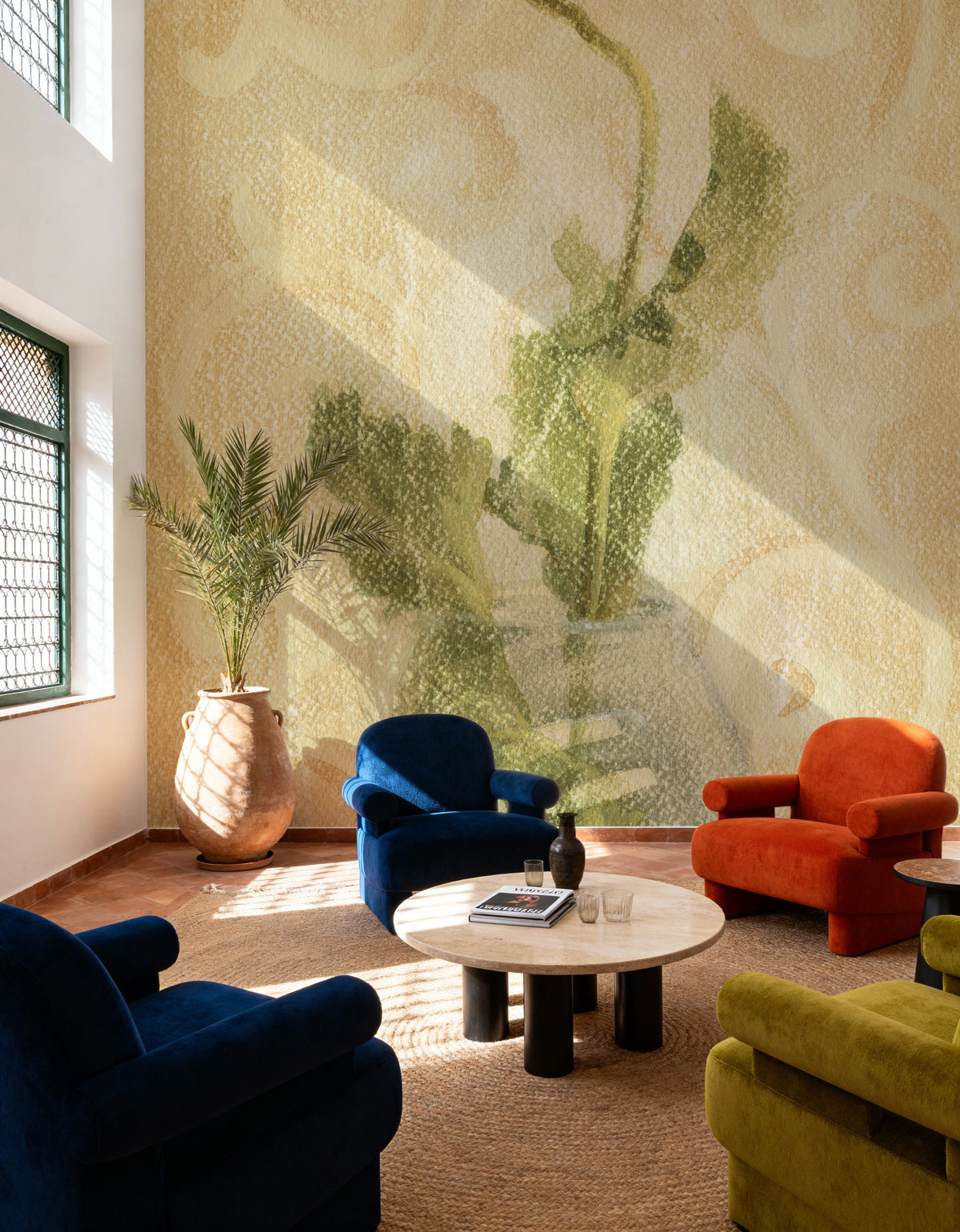 Vintage Poppy in Glass Vase Mural Wallpaper - room preview 02