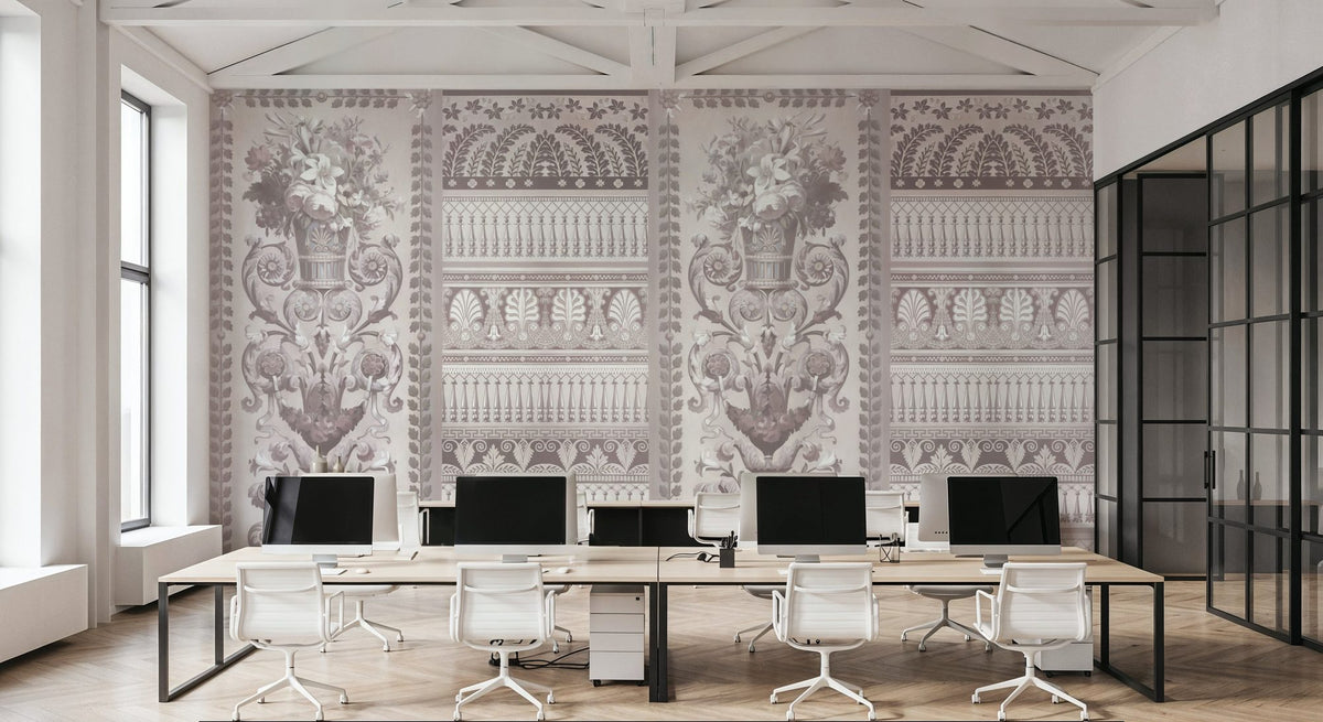 Flower Mountain, Beige Mural Wallpaper - room preview 02