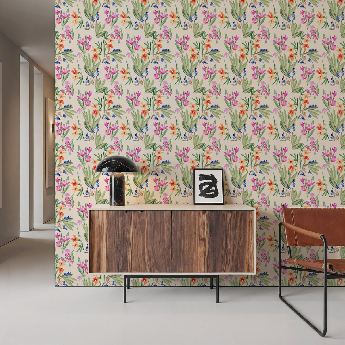 Flower Blush Ivory Mural Wallpaper - room preview 02