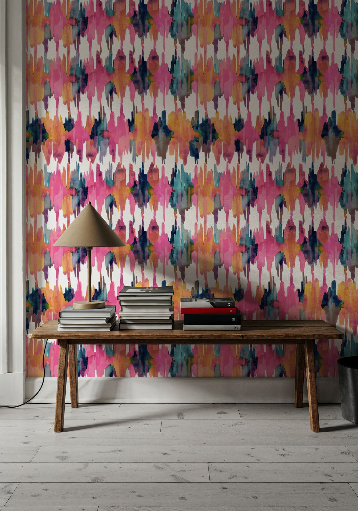 Rose Quarts Ikat Mural Wallpaper - room preview 02