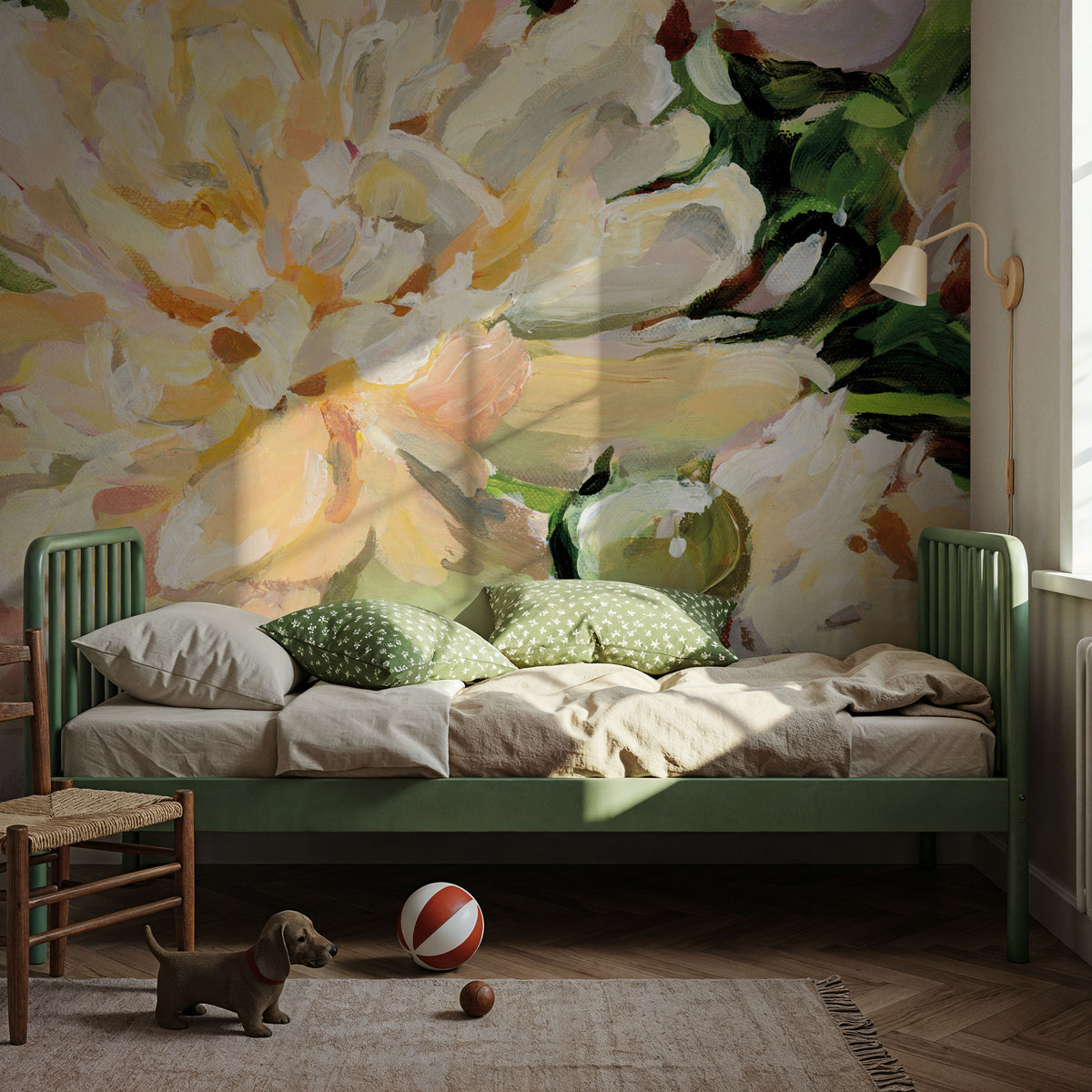 White Peony Mural Wallpaper - room preview 02