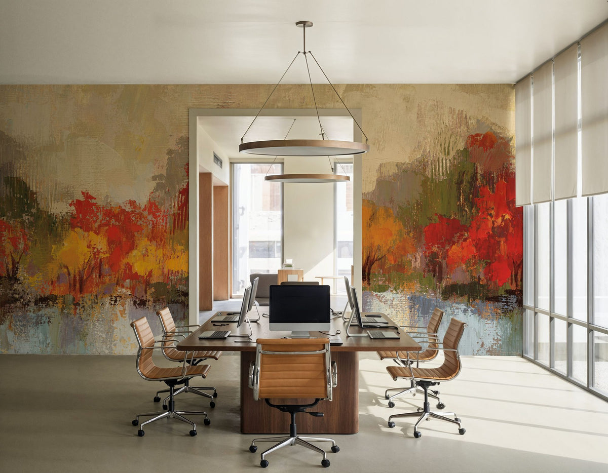 Autumn River Reflection Mural Wallpaper - room preview 02