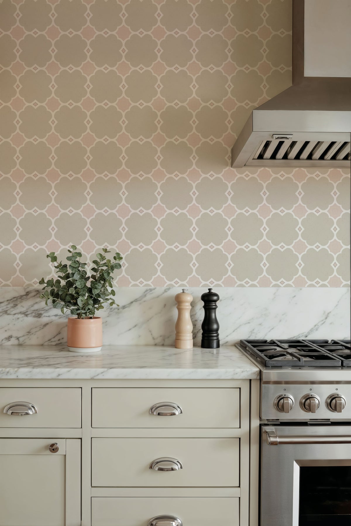 Zelij Flower Squares Mural Wallpaper - room preview 02