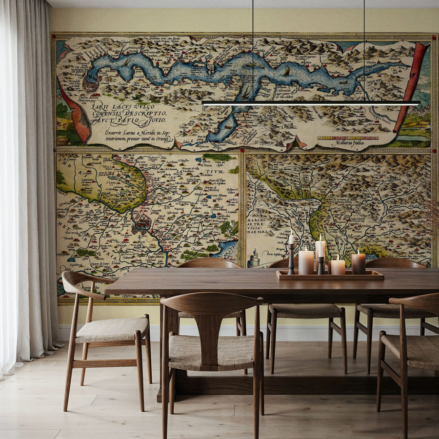 World Map Wallpaper Mural – Map Wall Mural – Old Map of Lake Como, Rome, Friuli, 1570