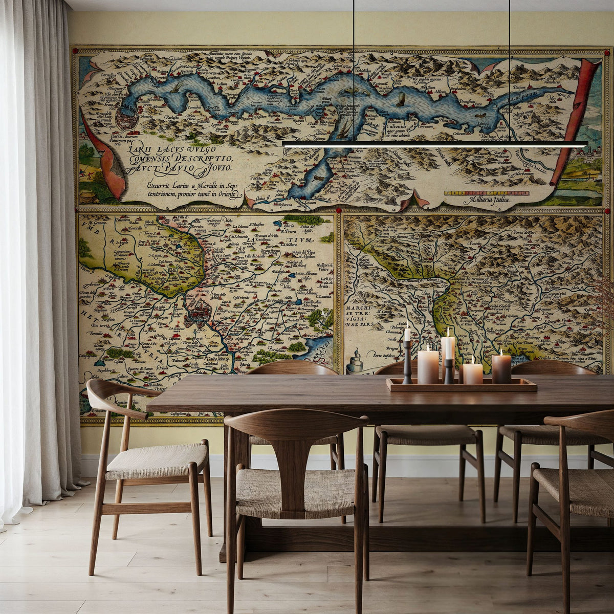 Old Map of Lake Como, Rome, Friuli, 1570 Mural Wallpaper - room preview 02